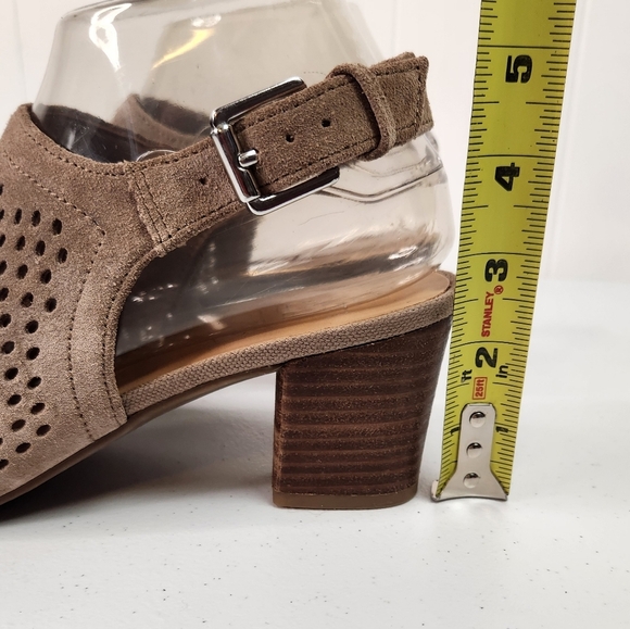 Franco Sarto Mandi 2 Beige Suede Leather Open Toe Heel Slingback Shoes Size 7.5 - Picture 11 of 11